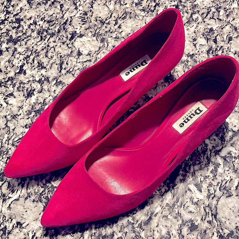 Dune London pink suede kitten heels